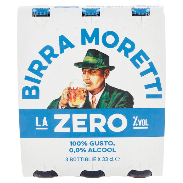 BEER MORETTI ZERO 33 CL        0,05% IN CLUSTER 3 BOTTLES