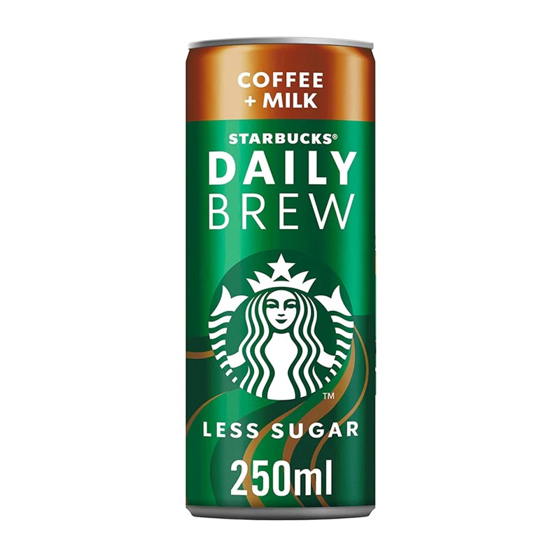STARBUCKS DAILY BREW COFFEE    AND MILK 250 ML X 12 CAN