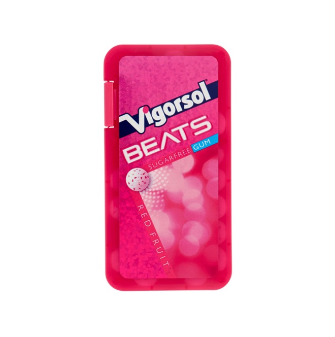 VIGORSOL BEATS SUGAR FREE GUM  REDFRUITS 17.5 G X 12