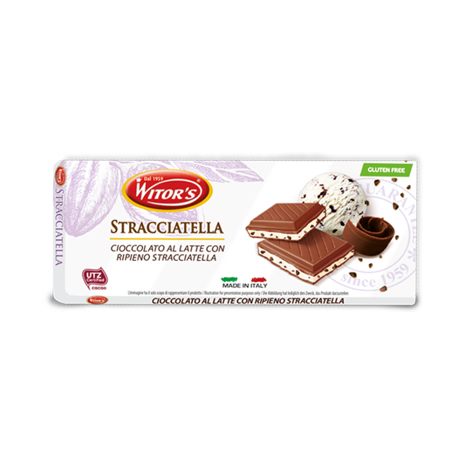 WITORS CHOCOLATE BAR FILLED    WITH STRACCIATELLA 100G X 22