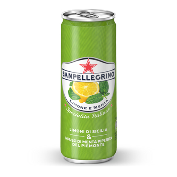 SAN PELLEGRINO LEMON / MINT SOFTDRINK 33CL SLEEK CAN