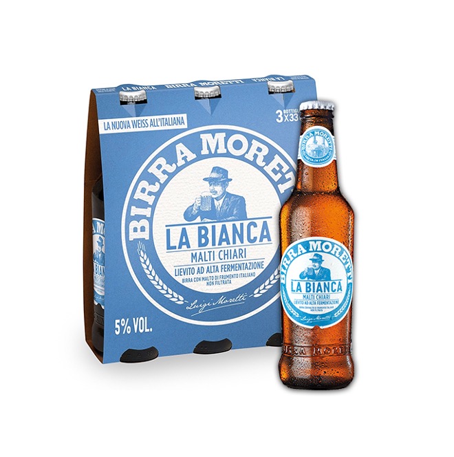 BEER MORETTI LA BIANCA CL33 IN CLUSTER 3 BOTTLES 5%VOL