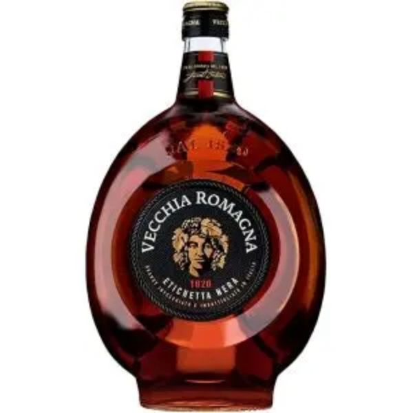 BRANDY VECCHIA ROMAGNA BLACK LABEL 38% GLASS BOTTLE 1.L X 6