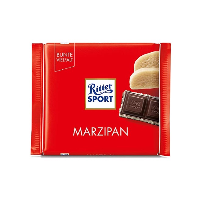 RITTER SPORT DARK CHOCOLATE WITH MARZIPAN 100 G X 12