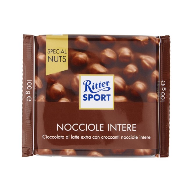 RITTER SPORT MILK CHOCOLATE WHOLE HAZELNUT 100 G X 10