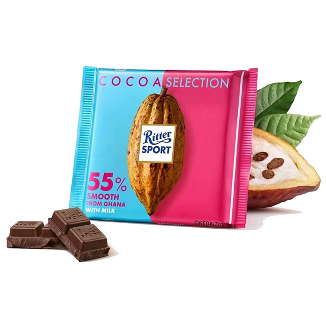 RITTER SPORT SMOOTH FROM GHANA 55% COCOA 100 G X 12