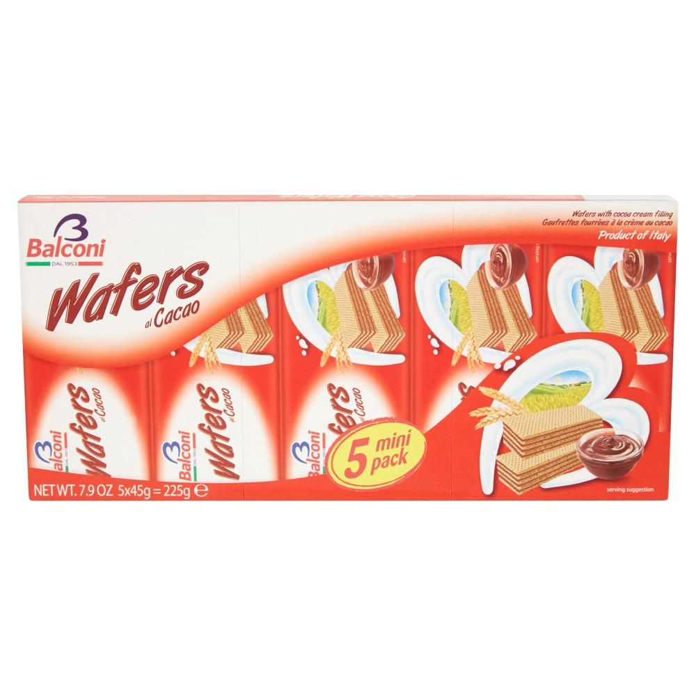 WAFERS BALCONI CACAO 225G 45GX5X20