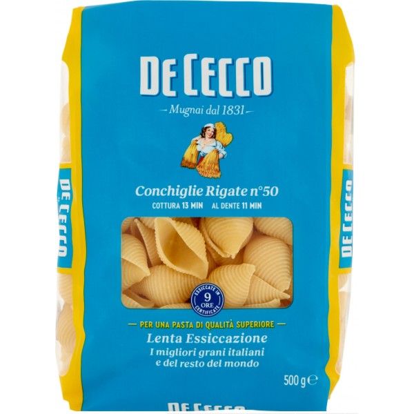 PASTA DURUM WHEAT DE CECCO STRIPED CONCHIGLIE 500G X 24