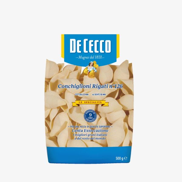 PASTA DURUM WHEAT DE CECCO STRIPED CONCHIGLIONI 500GX12