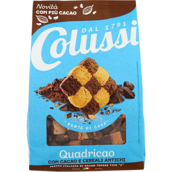 COLUSSI FROLLINI BISCUITS QUADRICAO WITH COCOA AND CEREALS 450GRX6