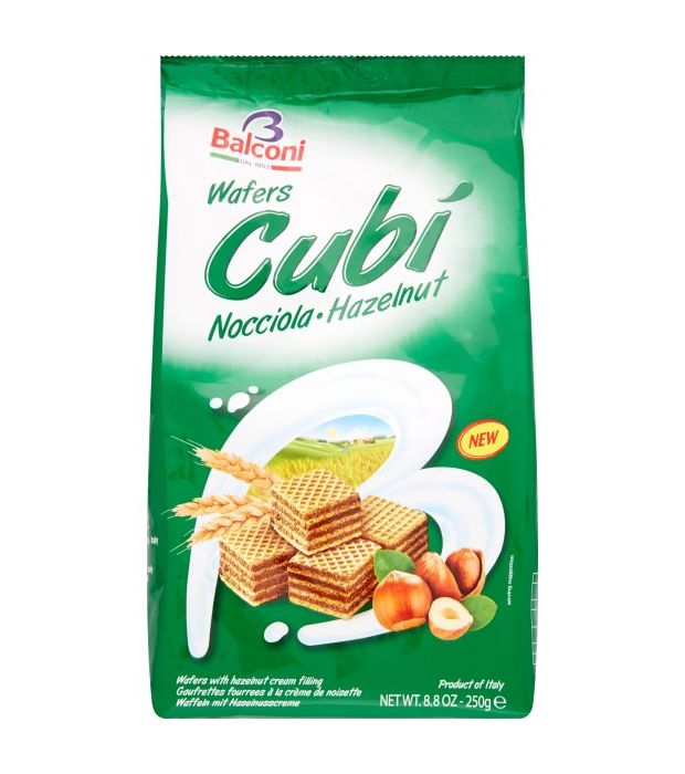 WAFERS BALCONI NOCCIOLA CUBI 250 G X 10