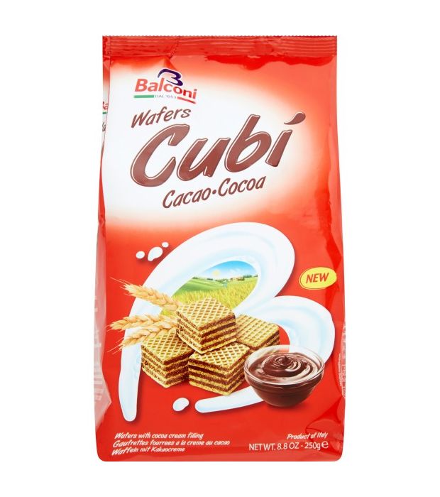 WAFERS BALCONI CACAO CUBI 250 G X 10