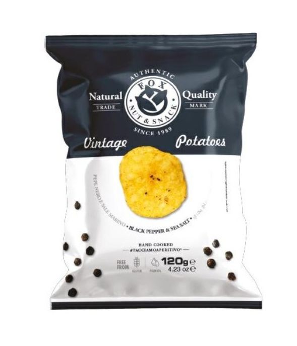 FOX BAR ITALIA VINTAGE POTATO CHIPS WITH BLACK AND SEA SALT GR 120 X 10