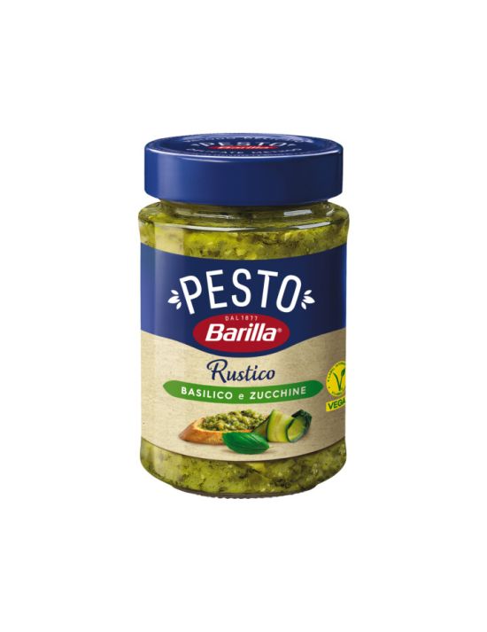 BARILLA PESTO RUSTIC BASIL AND ZUCCHINI SAUCE 8X200GR GLASS JAR