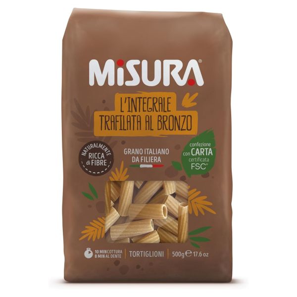 PASTA MISURA TORTIGLIONI WHOLE WHEAT 500GX12