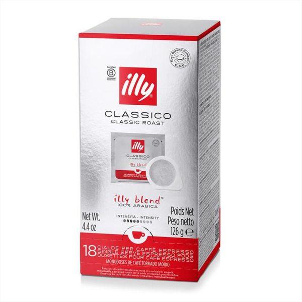 COFFEE ILLY 18 SINGLE SERVINGS BOX COMPOSTABLE POD – CLASSICO