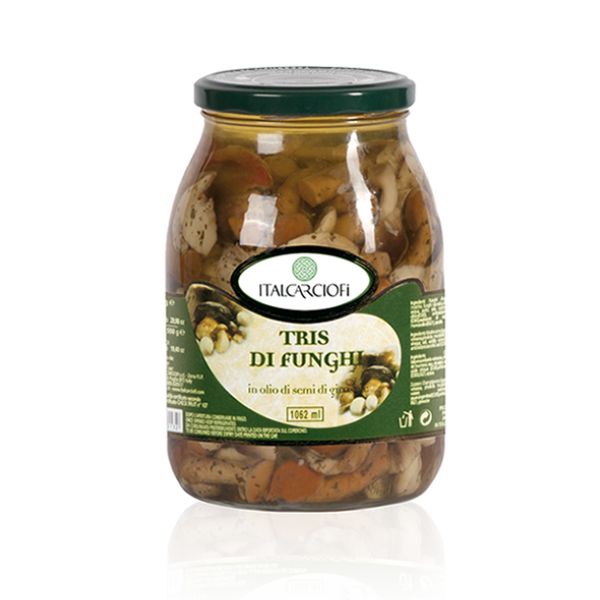 ITALCARCIOFI MIXED MUSHROOMS IN OIL 3100 ML X 4 GLASS JAR
NW. 2900 GR