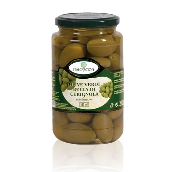 ITALCARCIOFI BELLA DI CERIGNOLA GREEN OLIVES IN BRINE 314 ML X 12
NW. 290 GR