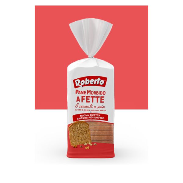 PANE ROBERTO 8 CEREALS AND SOY SLICED BREAD 400g x 8