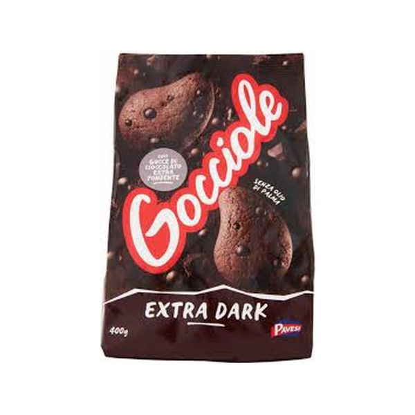 BISCUITS GOCCIOLE EXTRA DARK PAVESI 400GRX12