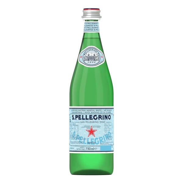 SAN PELLEGRINO SPARKLING WATER IN GLASS BOTTLE 750ML X 12 USA