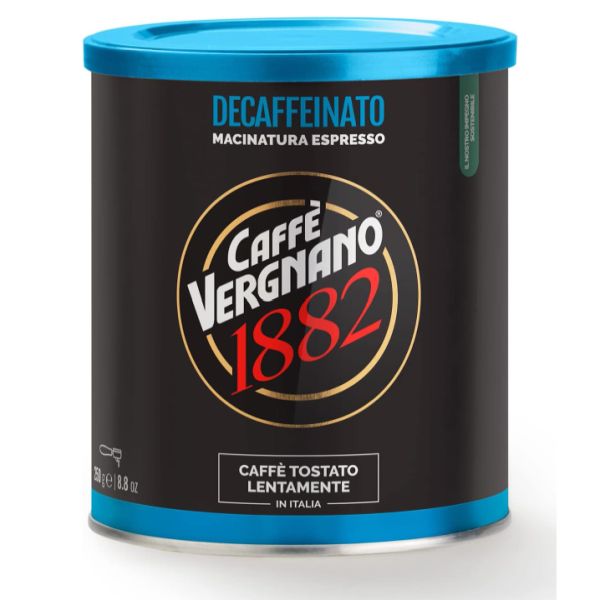 VERGNANO COFFEE DECAFFEINATED POWDER IN TIN 250G X 12
